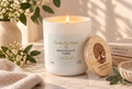 Large 300g Buttercream & Vanilla candle with engraved wooden lid, without measurement markings.
