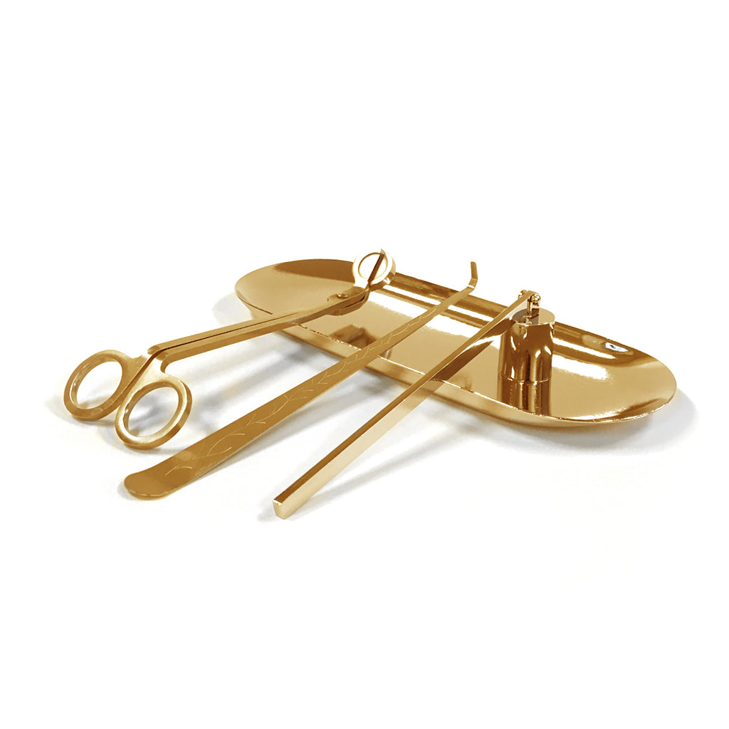 Gold Candle Care Kit with Tray